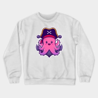 Cute Pirate Octopus With Anchor Crewneck Sweatshirt